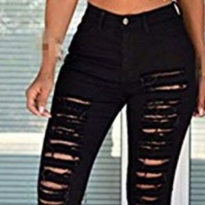 High waisted ripped skinny jeans